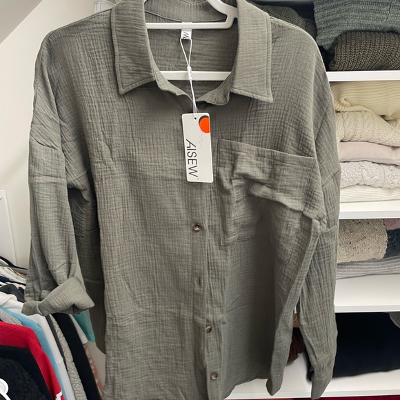 ASEW Tops - ASEW green button down top